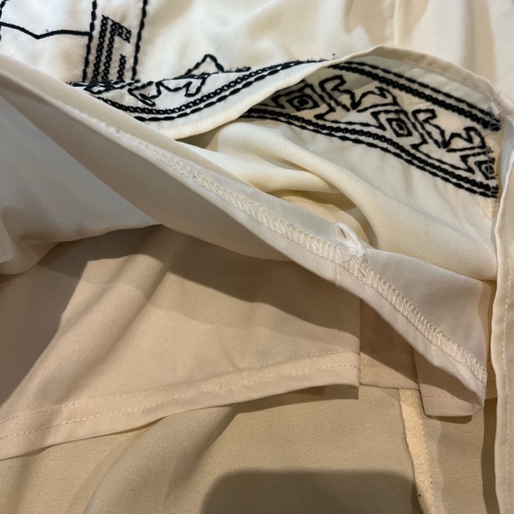 Touché French Sleeveless Ivory And Black Embroidery Aztec Print Mini Dress Sz XS - Picture 6 of 6